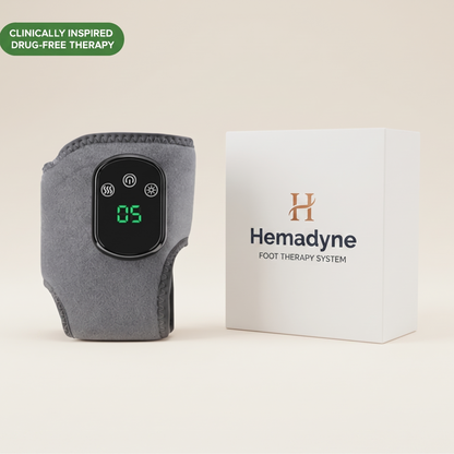 Hemadyne Foot Therapy System — grey ankle cuff with LED control panel